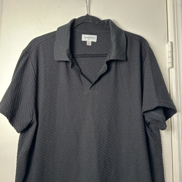 Goodfellow & Co Men's Cotton Blend Textured V-Neck Black Polo Size Large - Picture 2 of 6